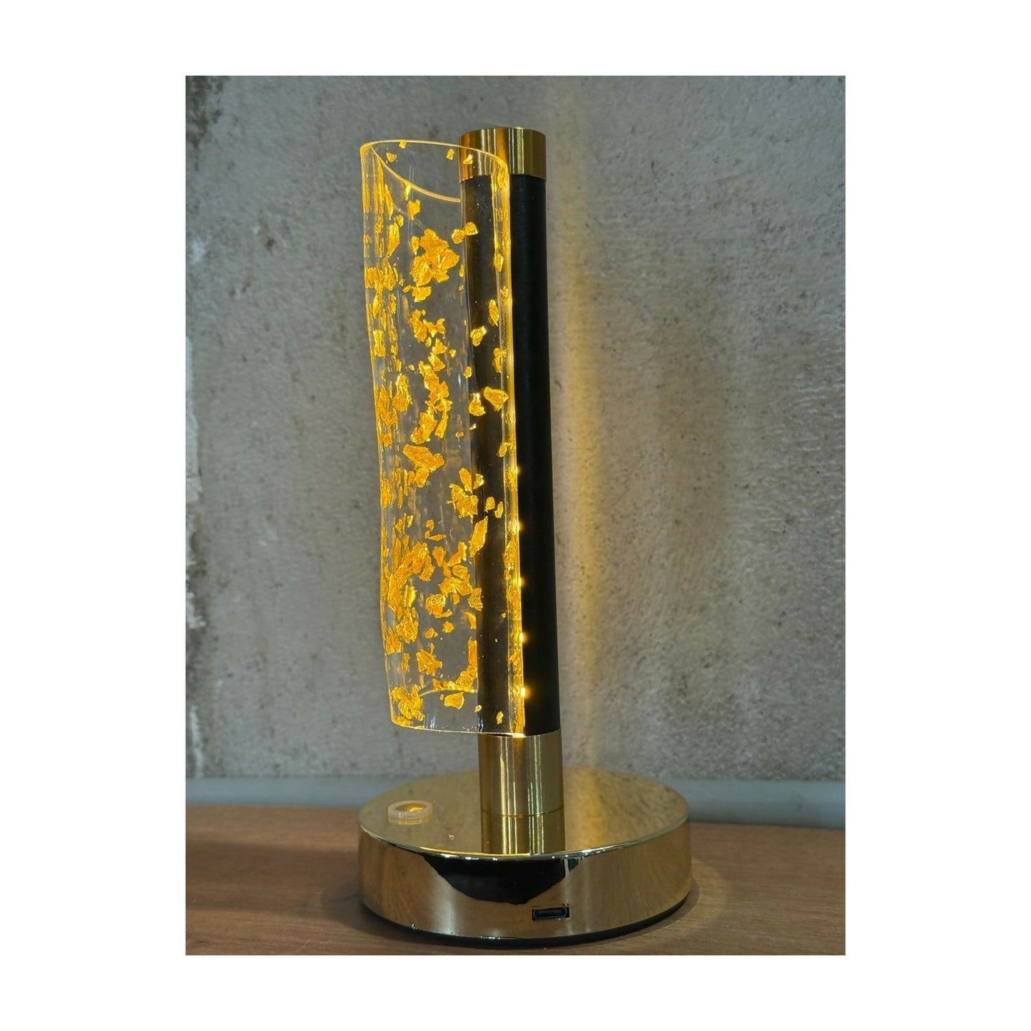 3D Illusion Golden Flakes LED Vase Shape Table Lamp with Touch Control